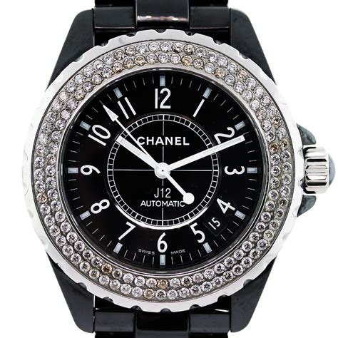 chanel j12 black|chanel j12 black with diamonds.